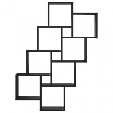 Raft de perete cub, negru, 90x15x119 cm, PAL - Img 4