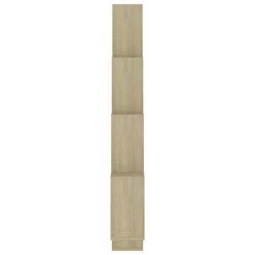 Raft de perete cub, stejar sonoma, 90x15x119 cm, PAL - Img 6