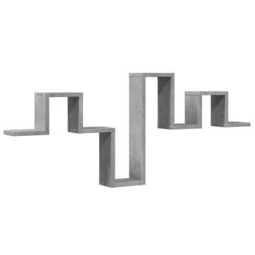 Raft de perete, gri beton, 104,5x10x43 cm , lemn prelucrat - Img 2