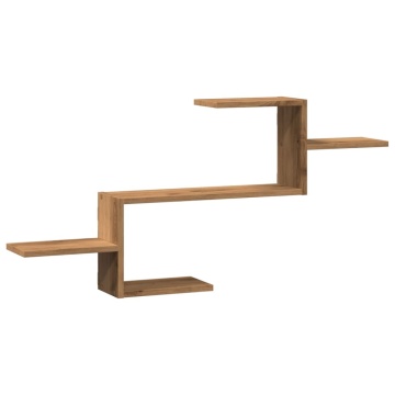 Raft de perete, lemn artizanal, 104x15x49 cm, lemn prelucrat - Img 2
