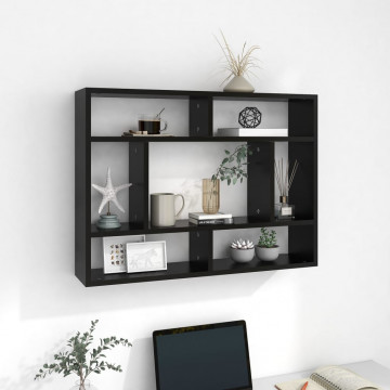 Raft de perete, negru ,75x16x55 cm, PAL - Img 1