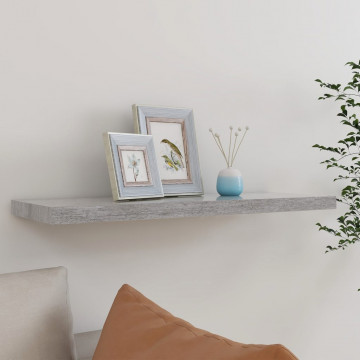 Raft de perete suspendat, gri beton, 80x23,5x3,8 cm, MDF - Img 1