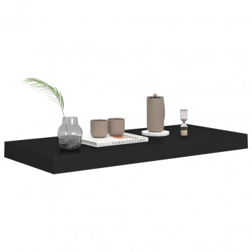 Raft de perete suspendat, negru, 60x23,5x3,8 cm, MDF - Img 3