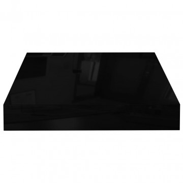 Raft de perete suspendat, negru extralucios, 23x23,5x3,8 cm MDF - Img 4
