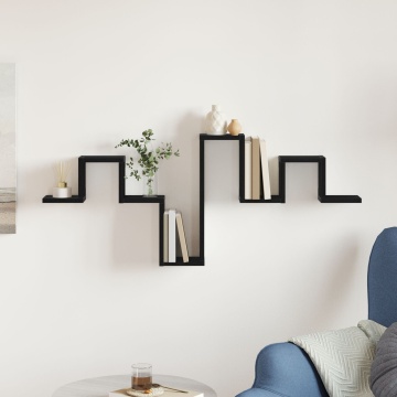 Raft Negru Stejar 104,5x10x43 cm Lemn prelucrat - Img 4