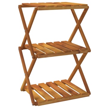 Raft pliabil cu 3 niveluri, maro, 43x31x63 cm lemn masiv acacia - Img 2