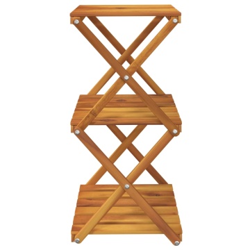 Raft pliabil cu 3 niveluri, maro, 43x31x63 cm lemn masiv acacia - Img 8