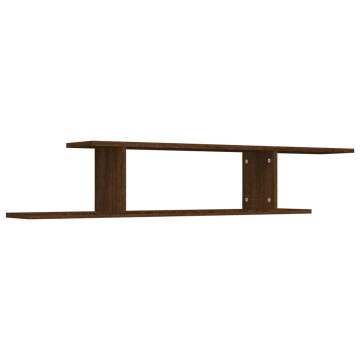 Raft TV montat pe perete stejar maro 125x18x23 cm lemn - Img 2