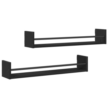 Rafturi 2 buc Negru stejar 80x16x14 cm Lemn prelucrat - Img 2