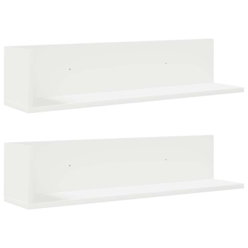 Rafturi de perete, 2 buc., alb, 75x16,5x16,5 cm, lemn prelucrat - Img 2