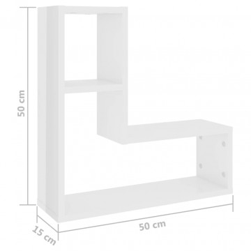 Rafturi de perete, 2 buc., alb extralucios, 50x15x50 cm, PAL - Img 6