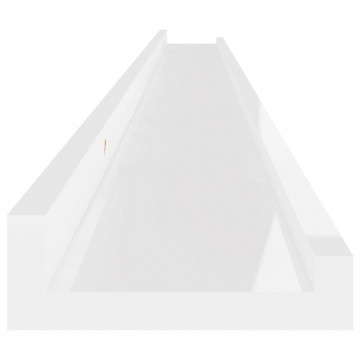Rafturi de perete, 4 buc., alb extralucios, 115x9x3 cm - Img 6
