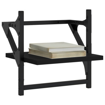 Rafturi de perete cu bare, 2 buc, negru, 30x25x30 cm - Img 3