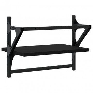 Rafturi de perete cu bare, 2 buc, negru, 40x25x30 cm - Img 6