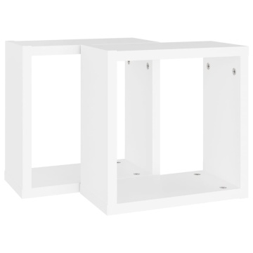Rafturi de perete cub, 2 buc., alb, 30x15x30 cm - Img 3