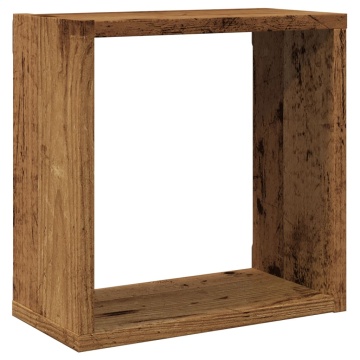 Rafturi de perete cub, 2 buc., lemn vechi, 30x15x30 cm lemn - Img 4