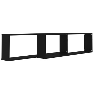 Rafturi de perete cub, 2 buc., negru, 100x15x30 cm, PAL - Img 4