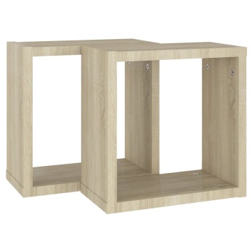 Rafturi de perete cub, 2 buc., stejar sonoma, 30x15x30 cm - Img 5