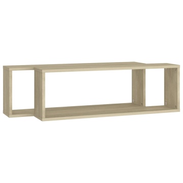 Rafturi de perete cub, 2 buc., stejar sonoma, 80x15x26,5 cm PAL - Img 4
