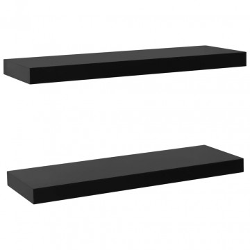 Rafturi de perete suspendate, 2 buc., negru, 60x20x3,8 cm - Img 2