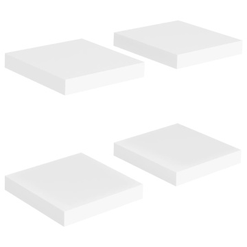 Rafturi de perete suspendate, 4 buc., alb, 23x23,5x3,8 cm, MDF - Img 2