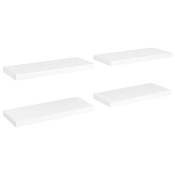 Rafturi de perete suspendate, 4 buc., alb, 60x23,5x3,8 cm, MDF - Img 2