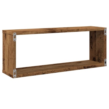 Rafturi perete cub 2 buc. lemn vechi 60x15x23cm, lemn prelucrat - Img 6