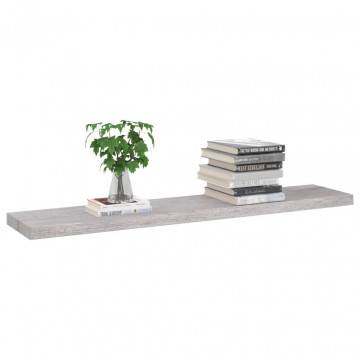 Rafturi perete suspendate 2 buc. gri beton 120x23,5x3,8 cm MDF - Img 3