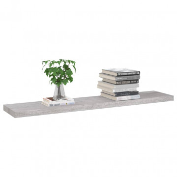 Rafturi perete suspendate 4 buc. gri beton 120x23,5x3,8 cm MDF - Img 3