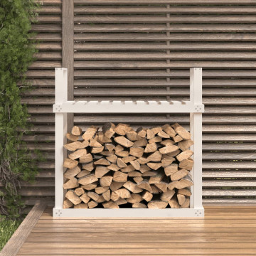 Rastel pentru lemne de foc, alb, 110x35x108,5 cm lemn masiv pin - Img 3