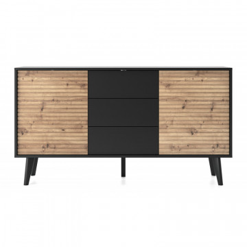 Ravena RV05 Comodă artizanală din stejar 2D3S - negru 154 cm - Img 5