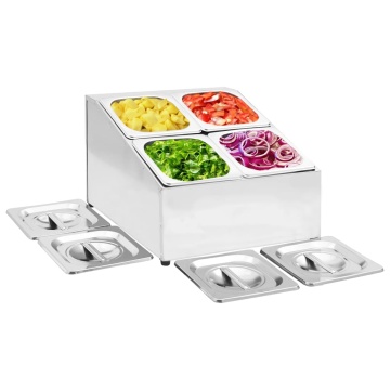 Recipient Gastronorm cu 4 secțiuni GN 1/6 oțel inoxidabil - Img 1