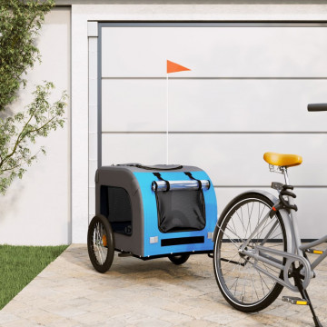 Remorcă bicicletă pentru câini albastru&gri textil oxford&fier - Img 1