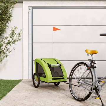 Remorcă de bicicletă animale companie, verde textil oxford/fier - Img 1