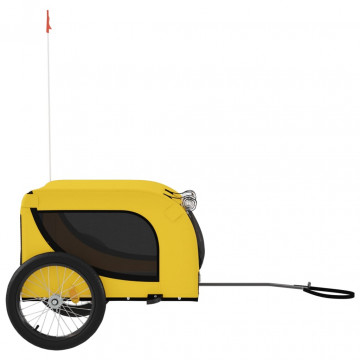 Remorcă de bicicletă câini galben&negru textil oxford&fier - Img 8