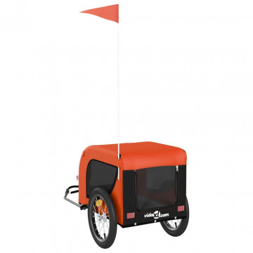 Remorcă de bicicletă câini portocaliu&negru textil oxford&fier - Img 6