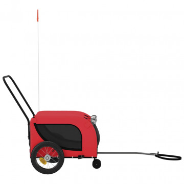 Remorcă de bicicletă câini roșu&negru textil oxford&fier - Img 8