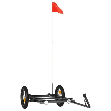 Remorcă de bicicletă, negru, 122x53x28 cm, fier - Img 2