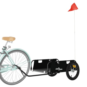 Remorcă de bicicletă, negru, textil oxford și fier - Img 3