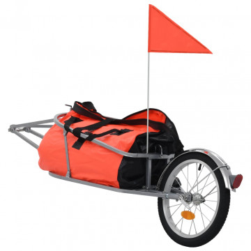Remorcă de bicicletă pentru bagaje cu sac, portocaliu și negru - Img 1
