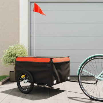 Remorcă de marfă pentru biciclete negru/portocaliu 45 kg fier - Img 1