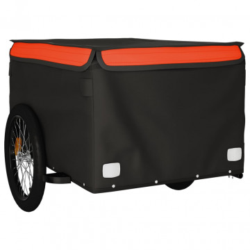 Remorcă de marfă pentru biciclete negru/portocaliu 45 kg fier - Img 4
