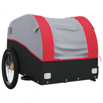 Remorcă de marfă pentru biciclete, negru și roșu, 45 kg, fier - Img 4