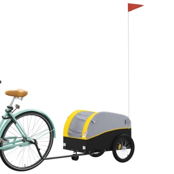 Remorcă pentru biciclete, negru și galben, 30 kg, fier - Img 3