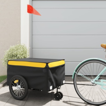 Remorcă pentru biciclete, negru și galben, 45 kg, fier - Img 1