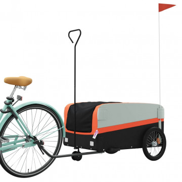 Remorcă pentru biciclete, negru și portocaliu, 45 kg, fier - Img 3