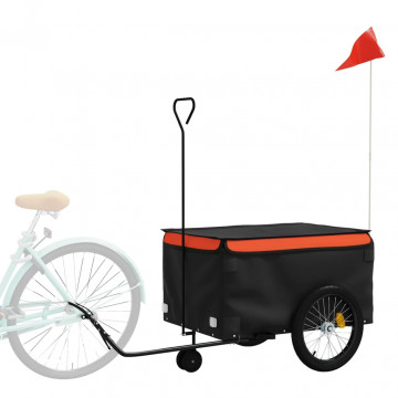 Remorcă pentru biciclete, negru și portocaliu, 45 kg, fier - Img 3