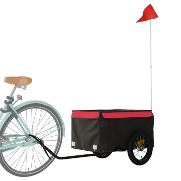 Remorcă pentru biciclete, negru și roșu, 30 kg, fier - Img 3
