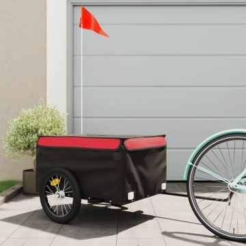 Remorcă pentru biciclete, negru și roșu, 45 kg, fier - Img 1