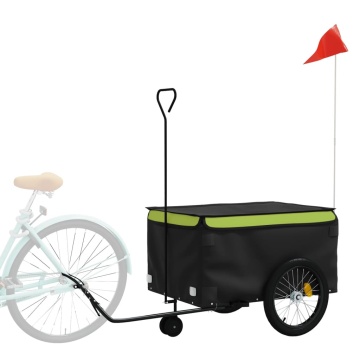 Remorcă pentru biciclete, negru și verde, 45 kg, fier - Img 3